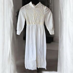 Vintage 60s 70s Carol Evans JCPenney White Embroidered First Communion Dress 6